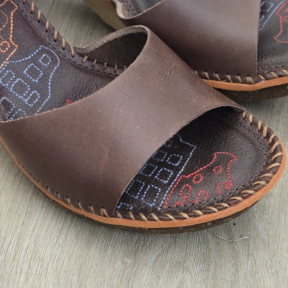 THE ART COMPANY Open Toe Wood Heeled Sandal Brown Leather Women's EU 41 - Picture 6 of 11